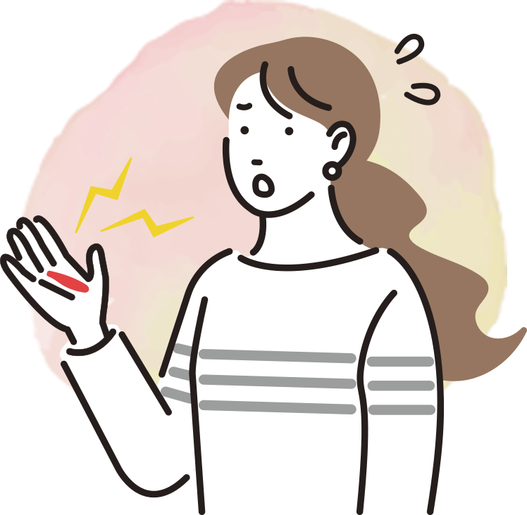 手のひらを怪我した女性