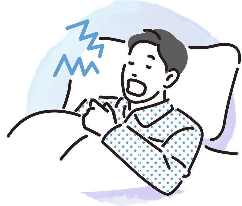 いびきをかいて寝ている男性